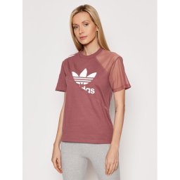 adidas Тишърт adicolor Split Trefoil HC7044 Розов Regular Fit