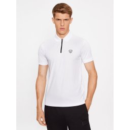 EA7 Emporio Armani Тениска с яка и копчета 8NPF13 PJRGZ 1100 Бял Regular Fit