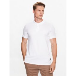 JOOP! Jeans Тениска с яка и копчета 30037520 Бял Modern Fit