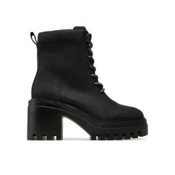 Calvin Klein Jeans Зимни обувки Chunky Heeled Zip Boot Lth YW0YW01548 Черен