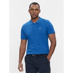 Tommy Jeans Тениска с яка и копчета DM0DM18312 Син Slim Fit