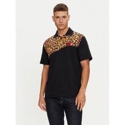 Just Cavalli Тениска с яка и копчета 76OAG6R2 Черен Regular Fit