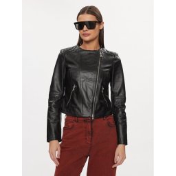 Patrizia Pepe Кожено яке CO0361/L1HZ-K103 Черен Regular Fit