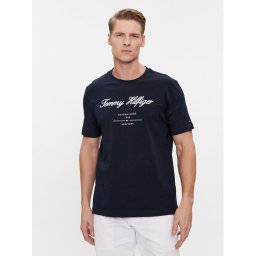 Tommy Hilfiger Тишърт Script Logo Tee MW0MW33691 Тъмносин Regular Fit