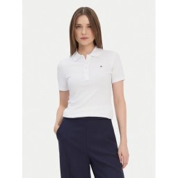 Tommy Hilfiger Тениска с яка и копчета 1985 WW0WW42047 Бял Slim Fit