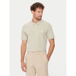 Boss Тениска с яка и копчета Passenger 50507803 Бежов Slim Fit