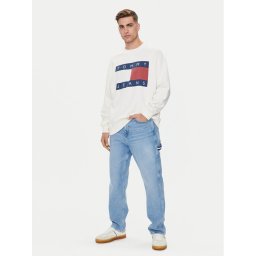 Tommy Jeans Суитшърт Big Flag DM0DM19222 Бял Relaxed Fit