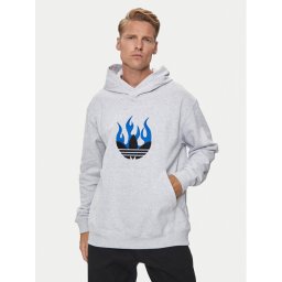 adidas Суитшърт Flames Logo IS2947 Сив Regular Fit