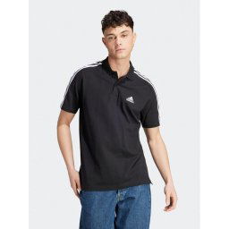 adidas Тениска с яка и копчета Essentials Piqué Embroidered Small Logo 3-Stripes Polo Shirt IC9310 Черен Regular Fit