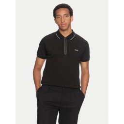 Boss Тениска с яка и копчета Philix 50519760 Черен Regular Fit