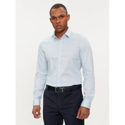 Calvin Klein Риза Micro Dot K10K112884 Светлосиньо Slim Fit