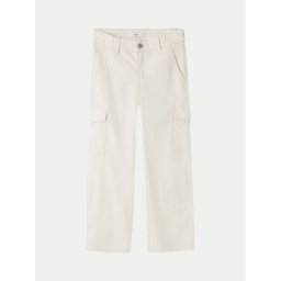 NAME IT Текстилни панталони 13220718 Екрю Wide Leg