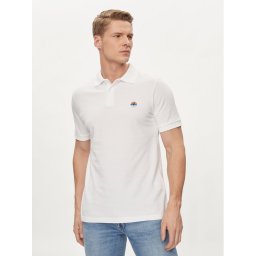 Save The Duck Тениска с яка и копчета Ovidio DR1213M-BATE18 Бял Regular Fit
