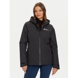 Jack Wolfskin Яке за дъжд Wisper Ins A61893 Черен Regular Fit