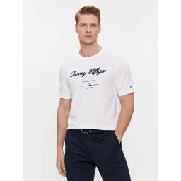 Tommy Hilfiger Тишърт Script Logo Tee MW0MW33691 Бял Regular Fit