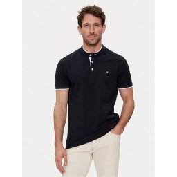 Jack&Jones Тениска с яка и копчета Paulos 12199711 Тъмносин Slim Fit