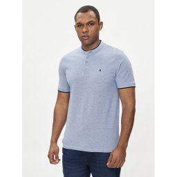 Jack&Jones Тениска с яка и копчета Paulos 12199711 Син Slim Fit