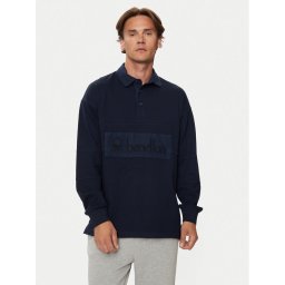 United Colors Of Benetton Тениска с яка и копчета 3G9WU3020 Тъмносин Regular Fit