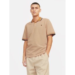 Jack & Jones Тениска с яка и копчета Bluwin 12169064 Оранжев Regular Fit