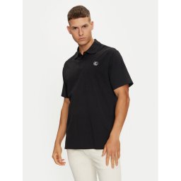 Just Cavalli Тениска с яка и копчета 76OAGG23 Черен Regular Fit