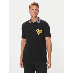 Versace Jeans Couture Тениска с яка и копчета 76GAGT11 Черен Regular Fit
