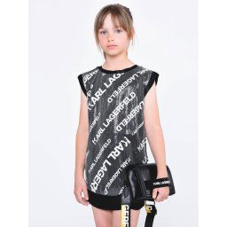 Karl Lagerfeld Kids Елегантна рокля Z12242 D Черен Regular Fit