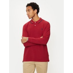 U.S. Polo Assn. Тениска с яка и копчета MUP2255 Червен Regular Fit