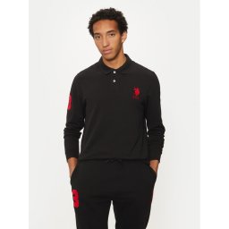 U.S. Polo Assn. Тениска с яка и копчета MUP1935 Черен Regular Fit