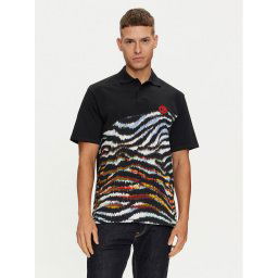 Just Cavalli Тениска с яка и копчета 76OAG6R1 Черен Regular Fit