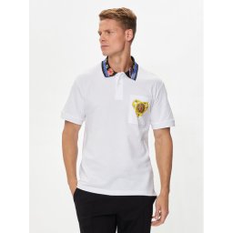 Versace Jeans Couture Тениска с яка и копчета 76GAGT11 Бял Regular Fit