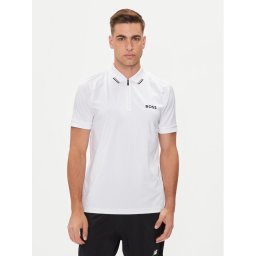 Boss Тениска с яка и копчета Philix MB 3 350519863 Бял Slim Fit