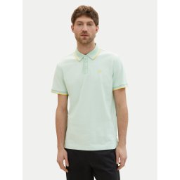 Tom Tailor Тениска с яка и копчета 1040822 Зелен Regular Fit