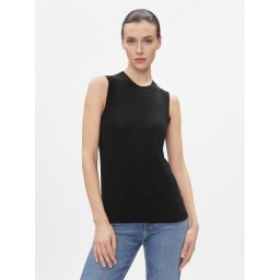 Tommy Hilfiger Пуловер Md Lyocell Silk Blend Vest WW0WW40980 Черен Regular Fit