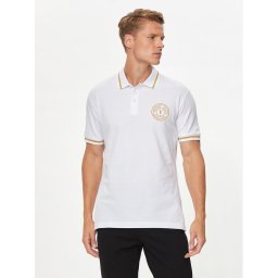 Versace Jeans Couture Тениска с яка и копчета 76GAGT02 Бял Regular Fit