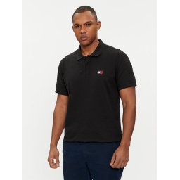 Tommy Jeans Тениска с яка и копчета Badge DM0DM18314 Черен Regular Fit