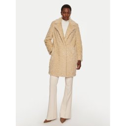 TWINSET Кожено палто 242TP2094 Бежов Regular Fit