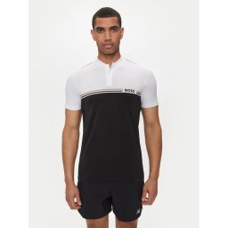 Boss Тениска с яка и копчета Pariq MB 6 50519864 Черен Slim Fit