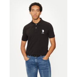 U.S. Polo Assn. Тениска с яка и копчета MUP3313 Черен Regular Fit