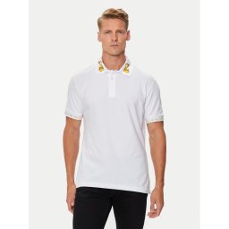 Versace Jeans Couture Тениска с яка и копчета 76GAGT00 Бял Regular Fit