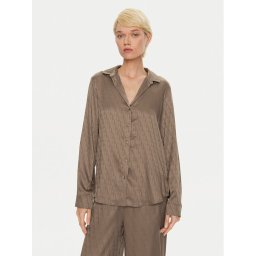 Calvin Klein Тениска на пижама Buttondown 000QS7302E Кафяв Regular Fit