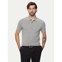 Boss Тениска с яка и копчета Pallas 50468362 Сив Regular Fit