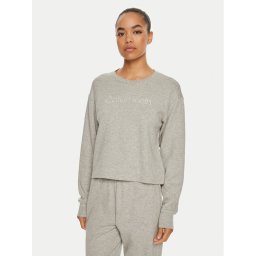 Calvin Klein Тениска на пижама Relaxed Crew Pullover QS7273E Сив Regular Fit