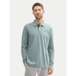 Tom Tailor Тениска с яка и копчета 1043278 Зелен Regular Fit