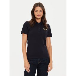 Tommy Hilfiger Тениска с яка и копчета Script WW0WW43624 Тъмносин Slim Fit