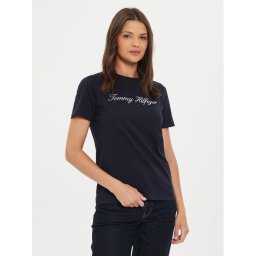 Tommy Hilfiger Тишърт Script WW0WW43459 Тъмносин Regular Fit