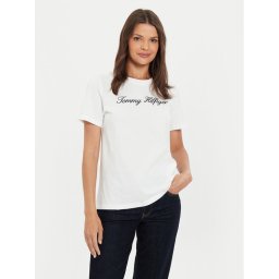 Tommy Hilfiger Тишърт Script WW0WW43459 Екрю Regular Fit