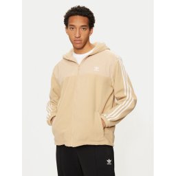 adidas Суитшърт adicolor 3-Stripes Teddy IZ2487 Бежов Regular Fit