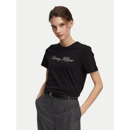 Tommy Hilfiger Тишърт Script WW0WW43459 Черен Regular Fit