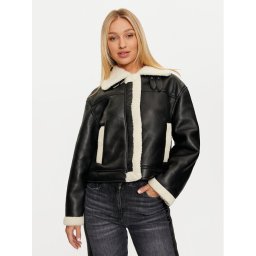 Pieces Яке от имитация на кожа Janelle 17141595 Черен Regular Fit