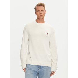 Tommy Jeans Пуловер Badge DM0DM20706 Бял Regular Fit